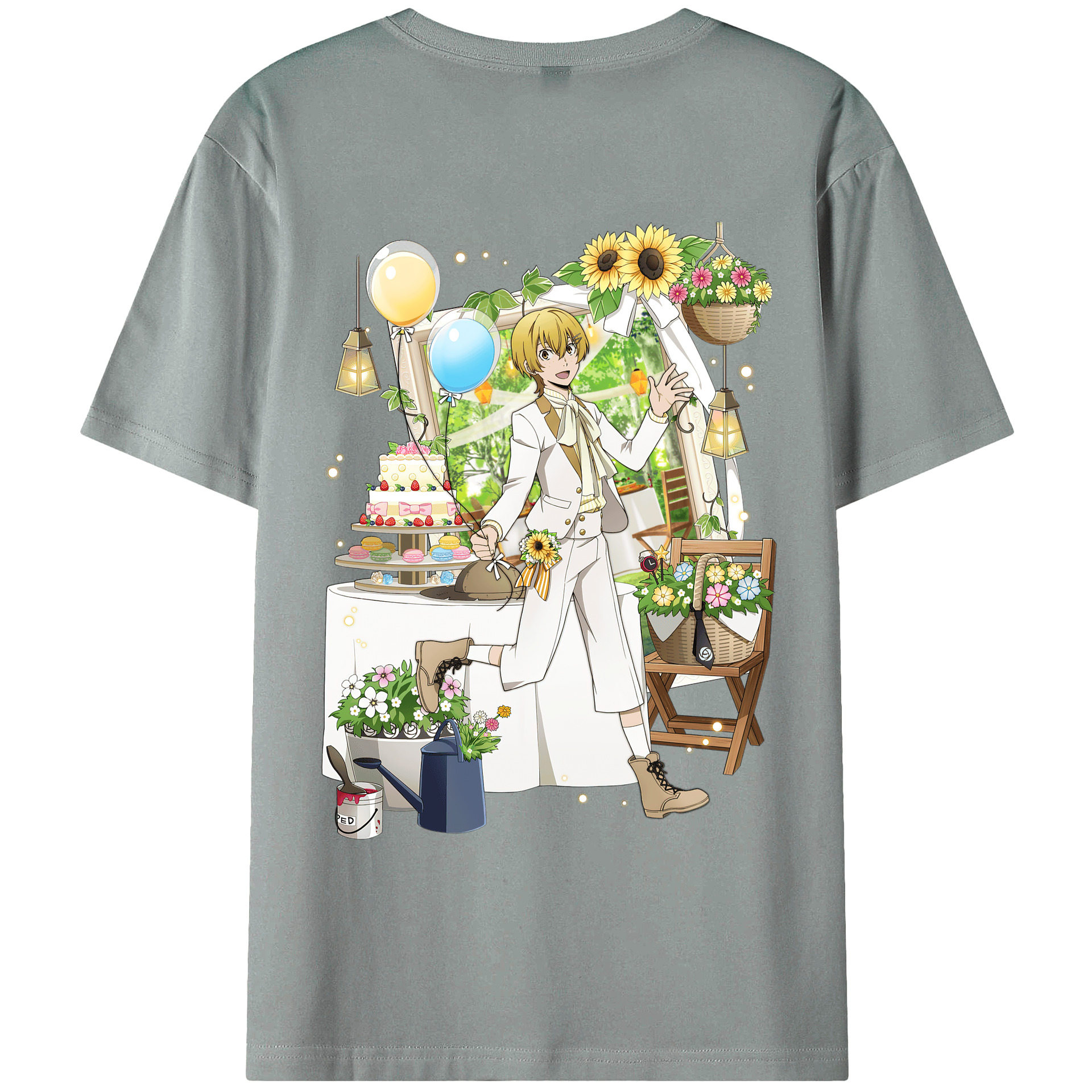 （画像用） 文豪ストレイドッグス Bungo Stray Dogs 綿100％ メンズ半袖Tシャツ（バックプリント） 通気性